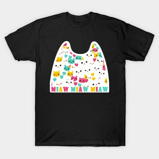 Cat Love: Cat Miaw and Cute Cat Design T-Shirt by LycheeDesign